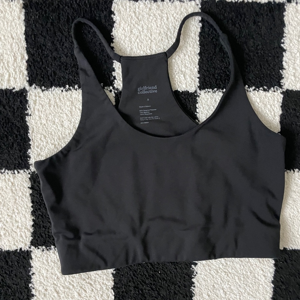 Girlfriend Collective Black Cleo Halter Bra (Size Small) | FLOAT fabric